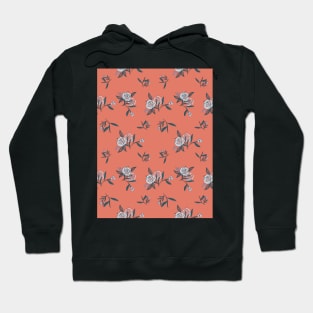 Tender Peach Floral Pattern Hoodie